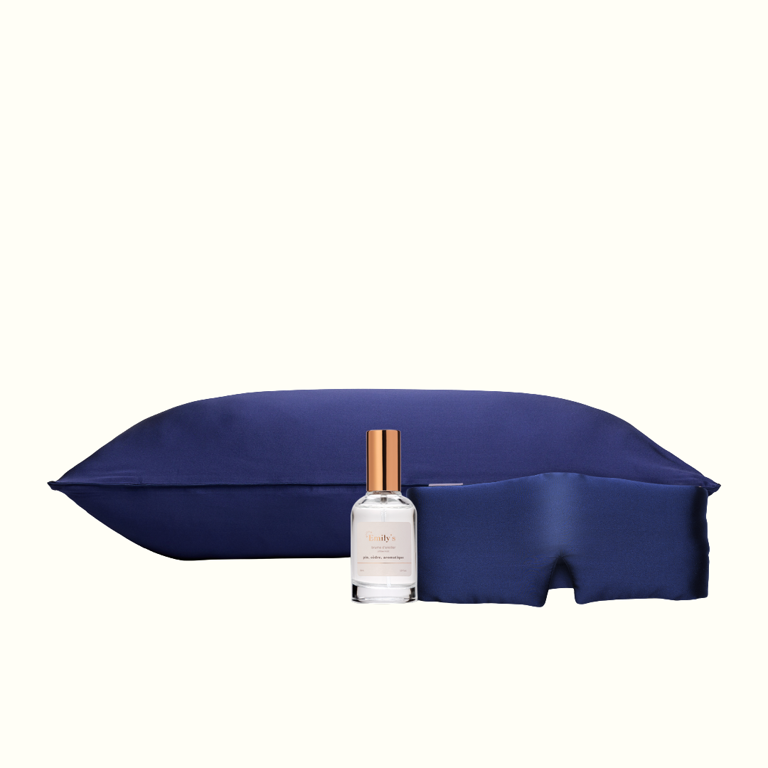 Pack sérénité - Taie en soie, masque de nuit bandeau et brume d&