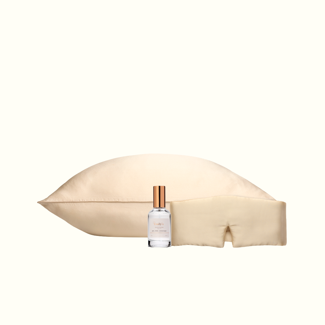 Serenity Pack - Silk pillowcase, blindfold sleep mask and pillow mist