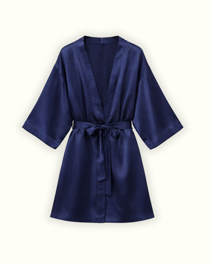 Kimono 100% pure soie - Bleu nuit