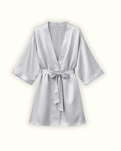 Kimono 100% pure soie - Gris perle