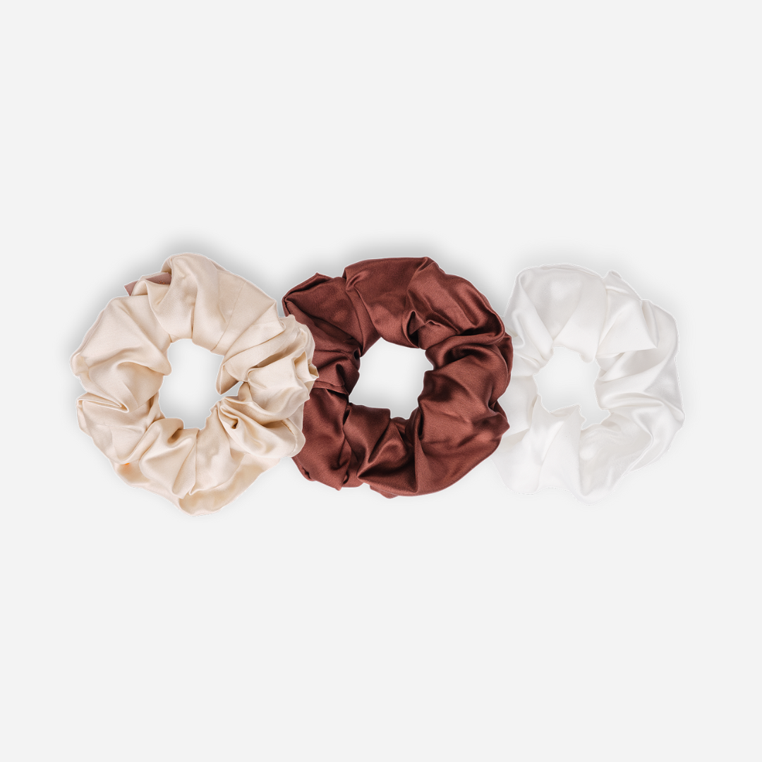 Trio of XL Pure Silk Scrunchies
