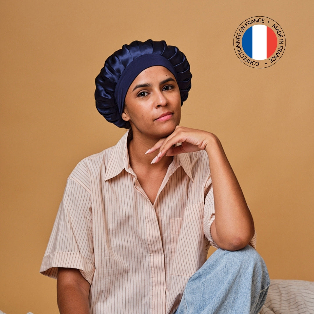 Bonnet de nuit pure soie - Confectionné en France