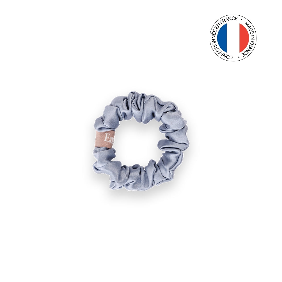 Chouchou 100% soie - Confectionné en France - Bleu Glacier