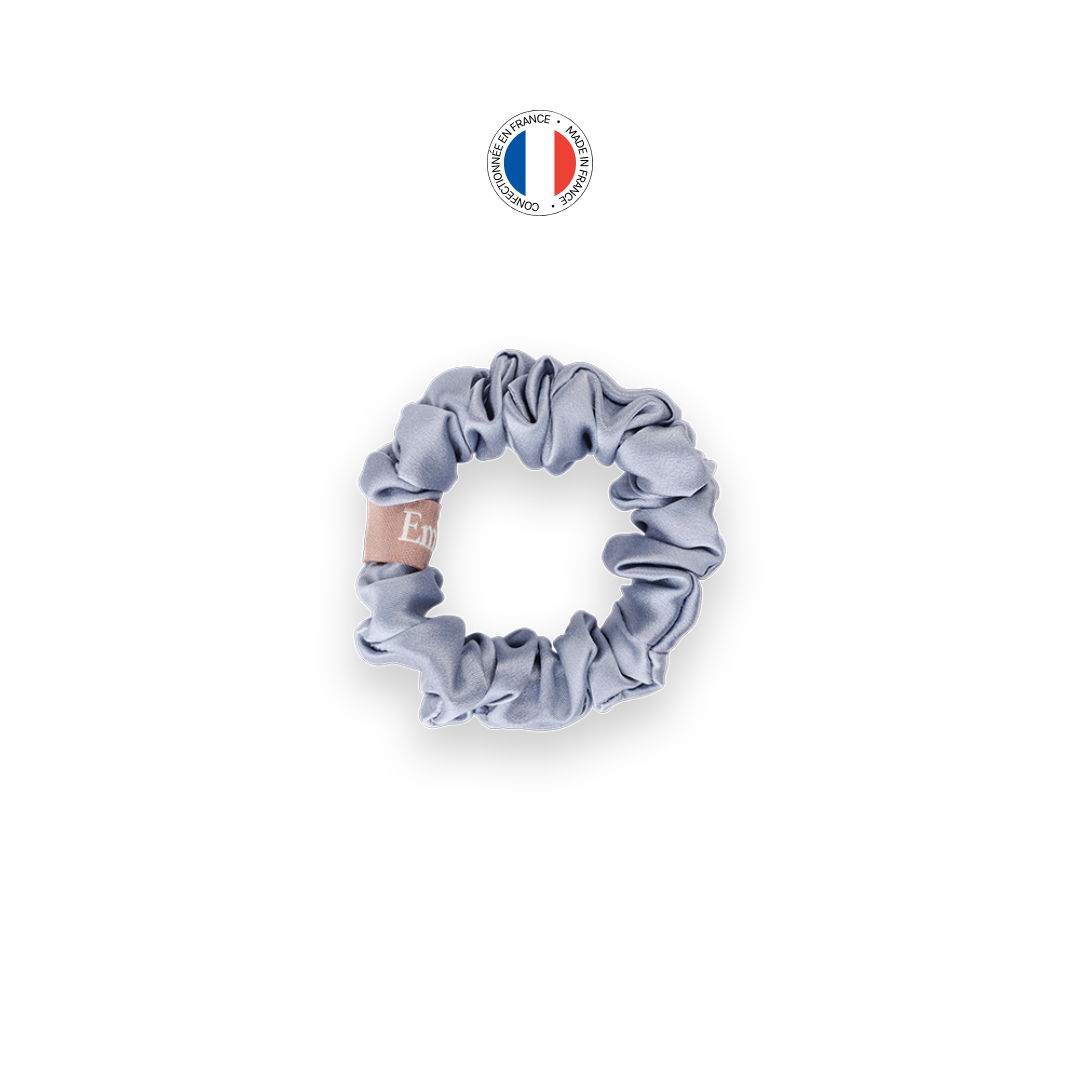 100% silk scrunchie - Made in France - Glacier Blue