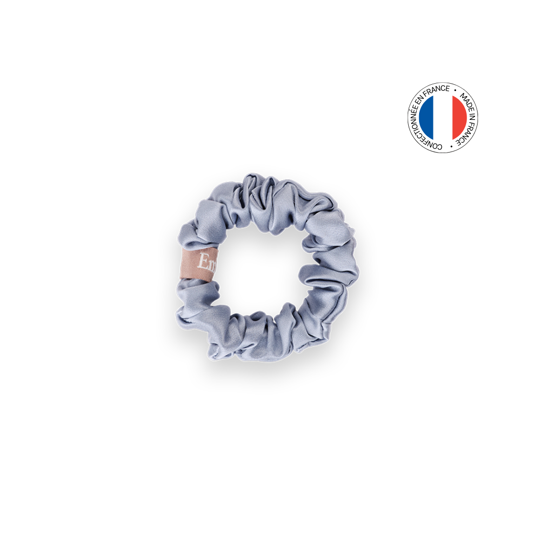 Chouchou 100% pure soie - Confectionné en France - Bleu Glacier