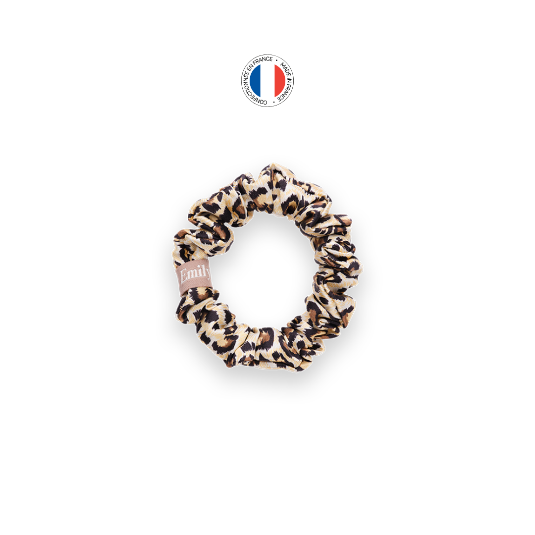 100% silk scrunchie - Made in France - Leopard