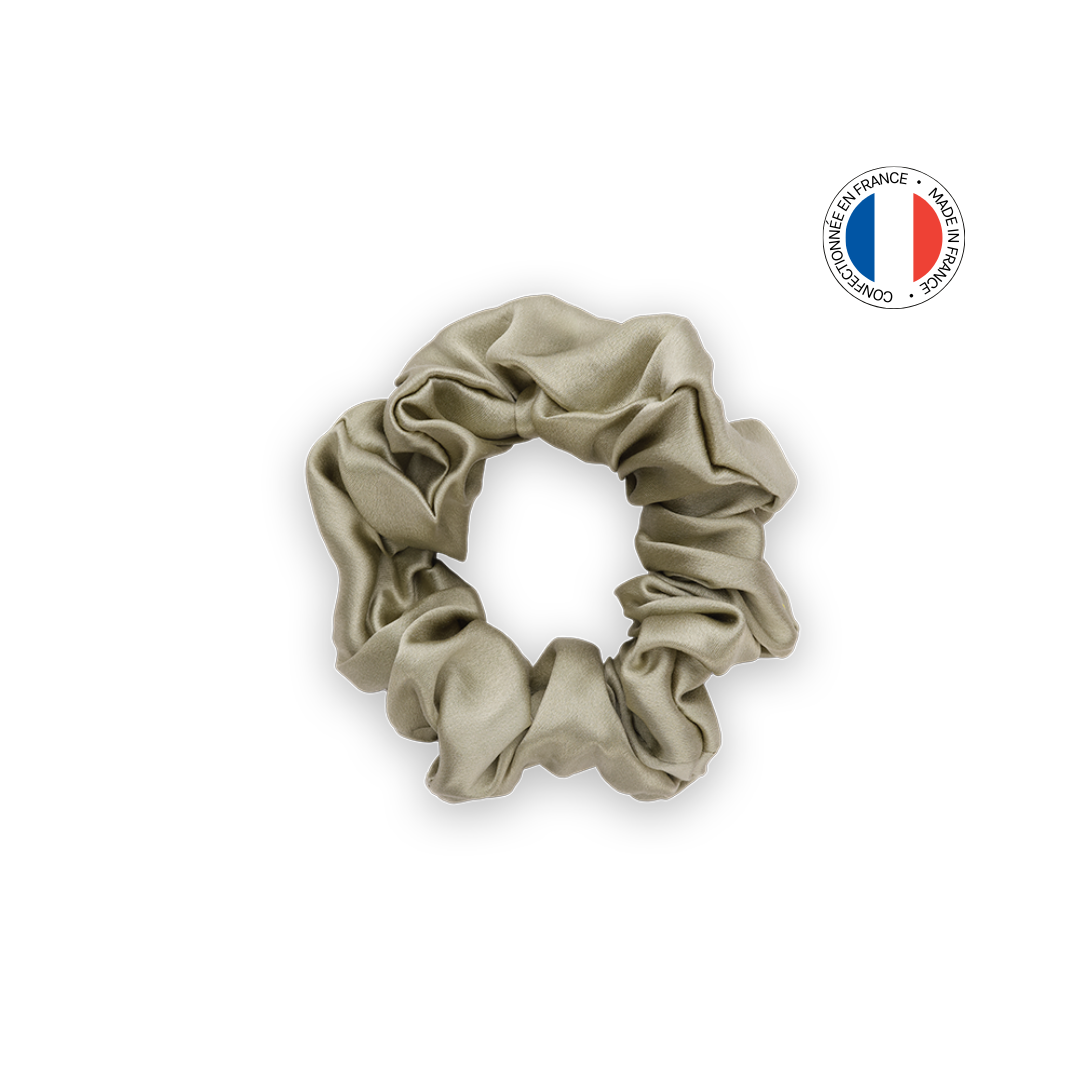 Chouchou 100% pure soie - Confectionné en France - Vert Amande