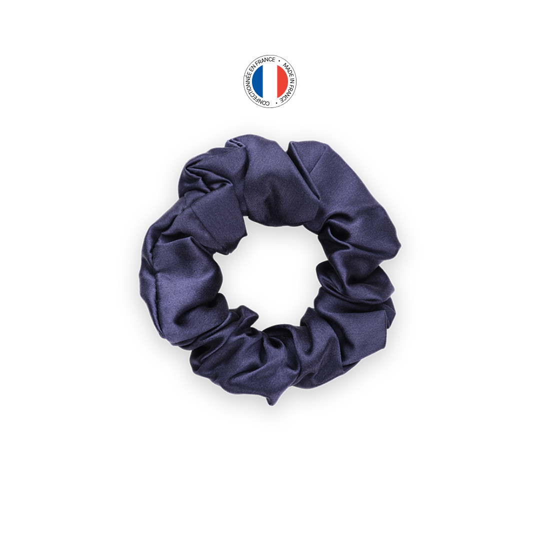 100% silk scrunchie - Made in France - Midnight Blue
