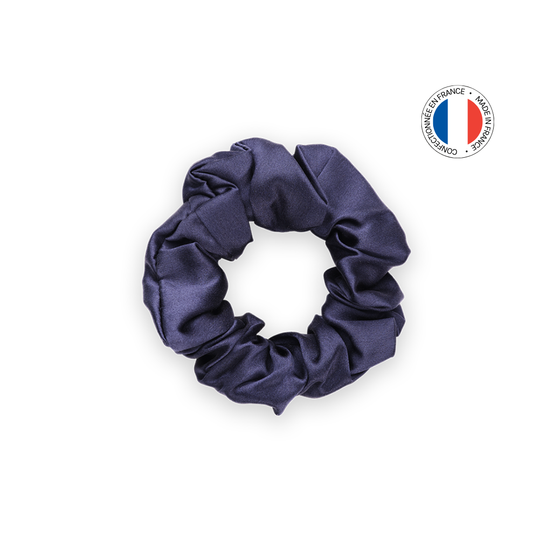 100% silk scrunchie - Made in France - Midnight Blue