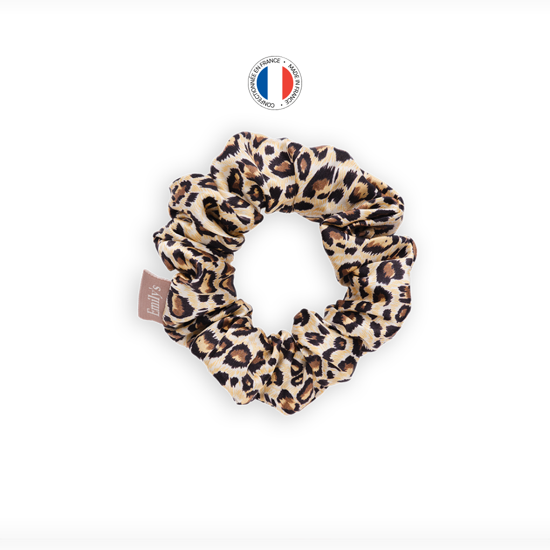100% silk scrunchie - Made in France - Leopard