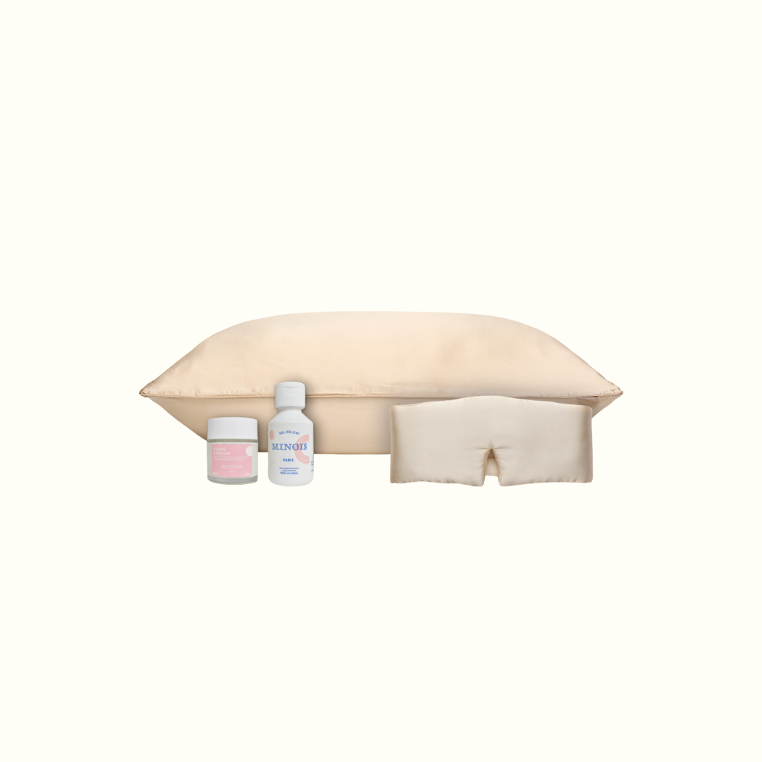 Maternity pack - silk pillowcase, night mask + free Minois shower gel and balm