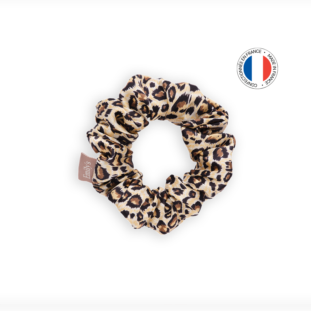 Chouchou 100% pure soie - Confectionné en France - Léopard