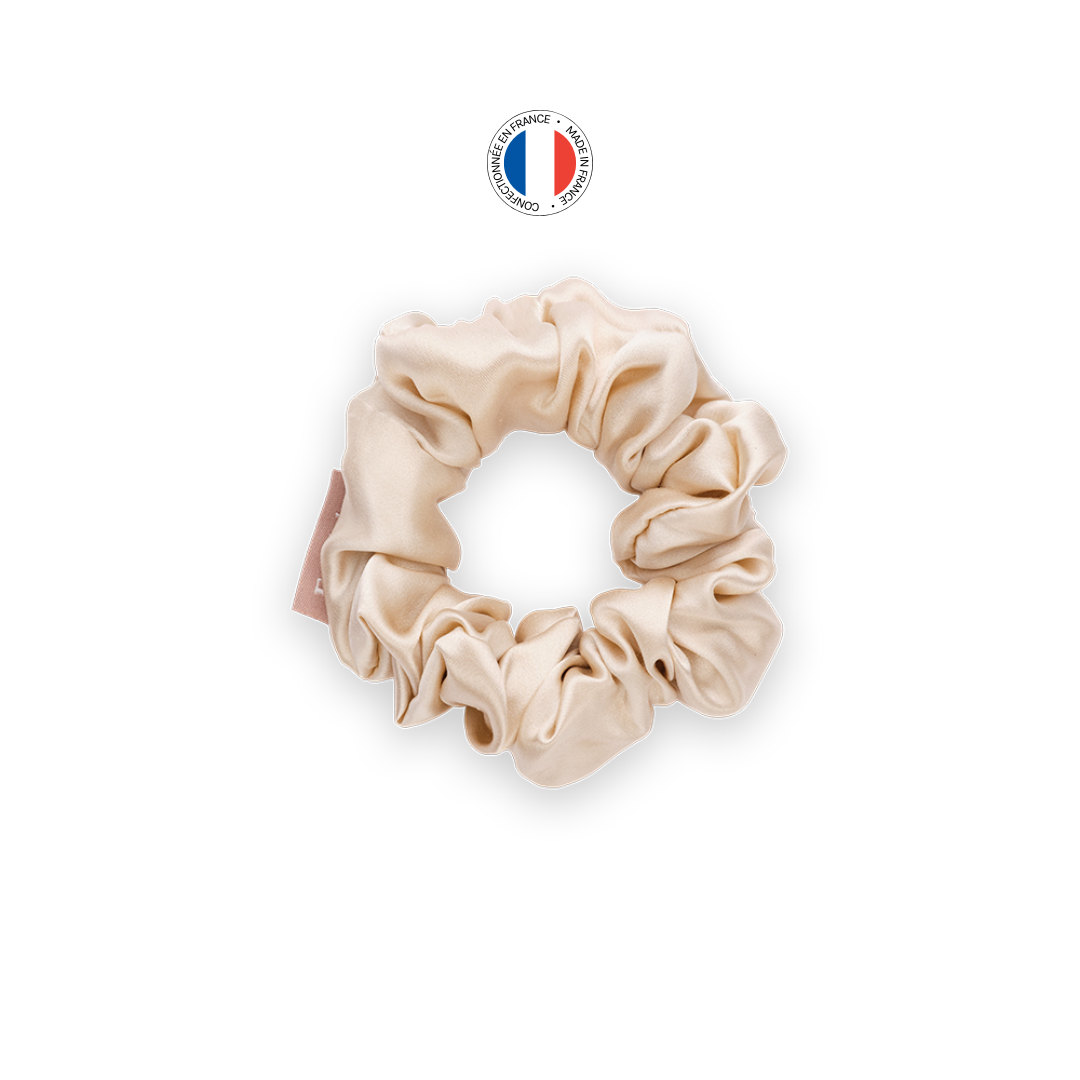100% silk scrunchie - Made in France - Champagne