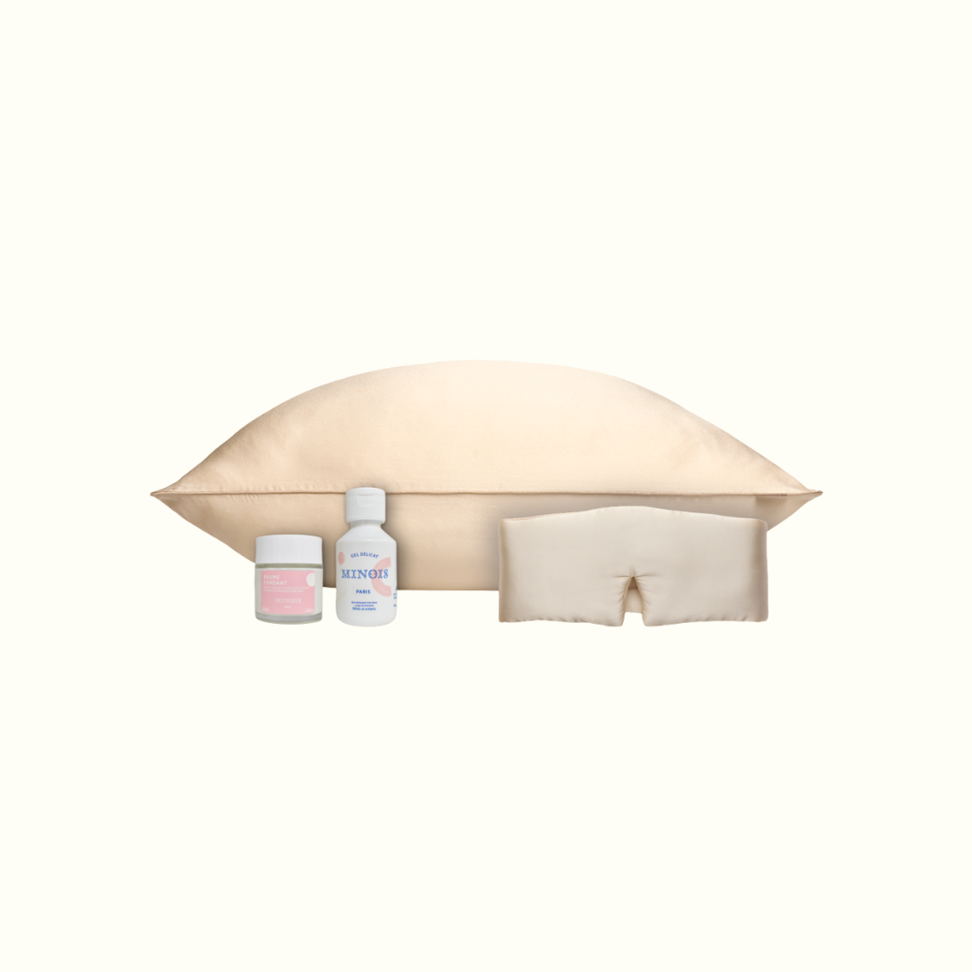 Maternity pack - silk pillowcase, night mask + free Minois shower gel and balm