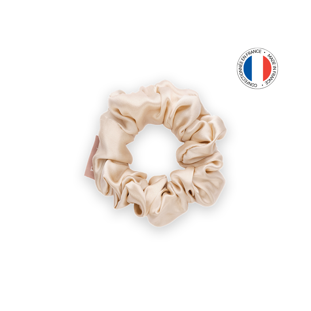 100% silk scrunchie - Made in France - Champagne