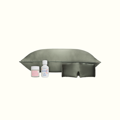 Pack maternité - taie en soie, masque de nuit + gel douche et baume Minois offert