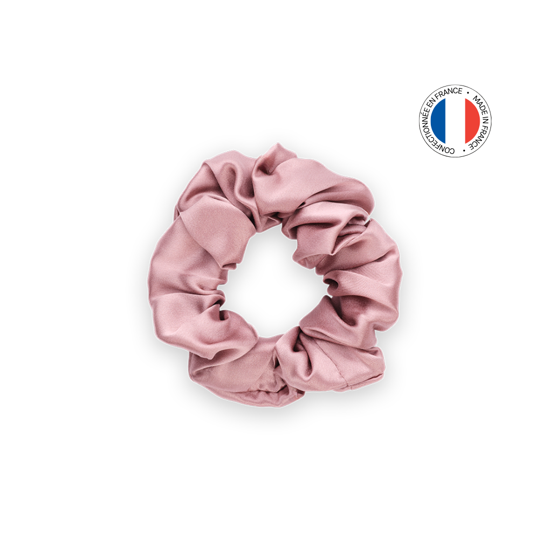 100% silk scrunchie - Made in France - Old Pink