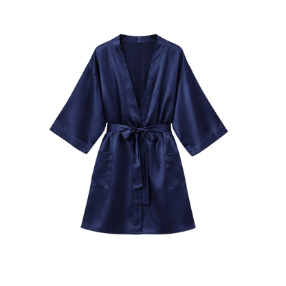 Kimono 100% pure soie - Bleu nuit