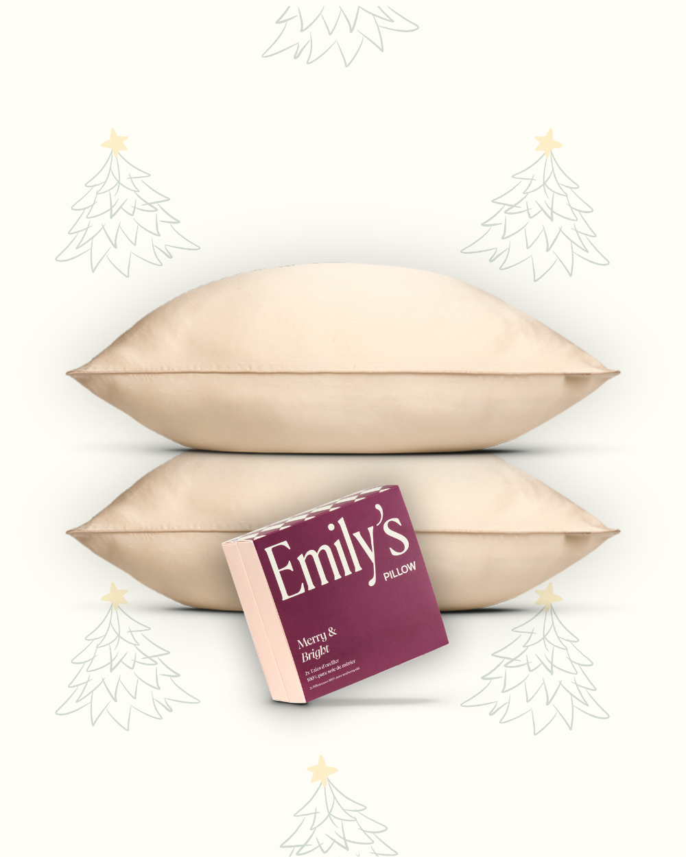 Christmas Duo Gift Set - 2 Pure Silk Pillowcases - Champagne