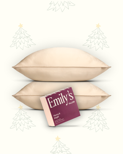 Coffret Duo de Noël - Taies 100% pure soie x2 - Champagne