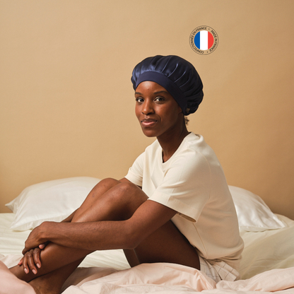 Bonnet de nuit 100% pure soie - Confectionné en France