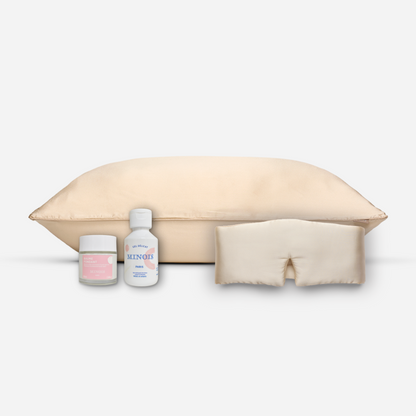 Maternity pack - silk pillowcase, night mask + shower gel and Minois balm
