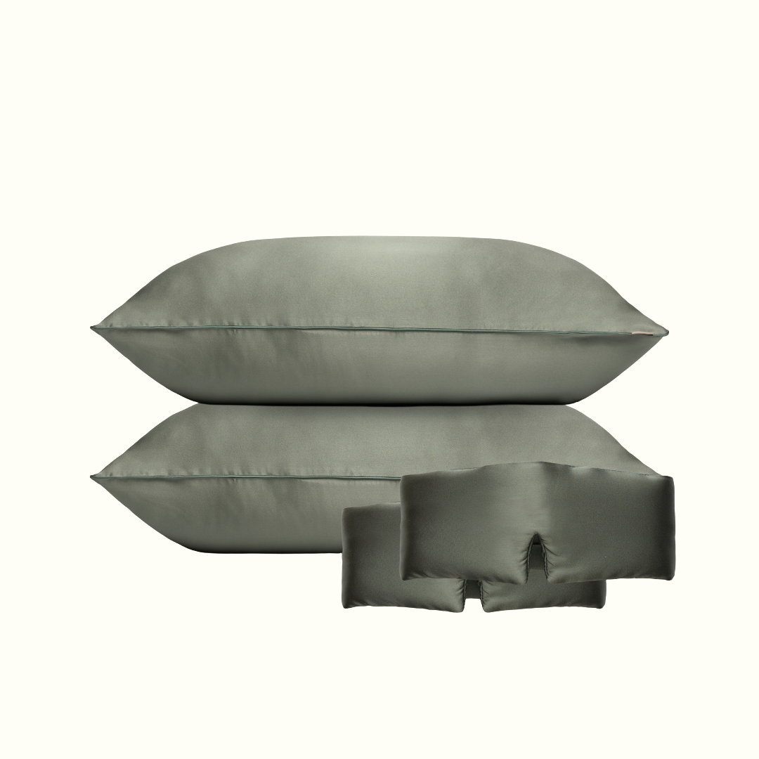 Pack duo - 2 taies en soie + 2 masques de nuit bandeau
