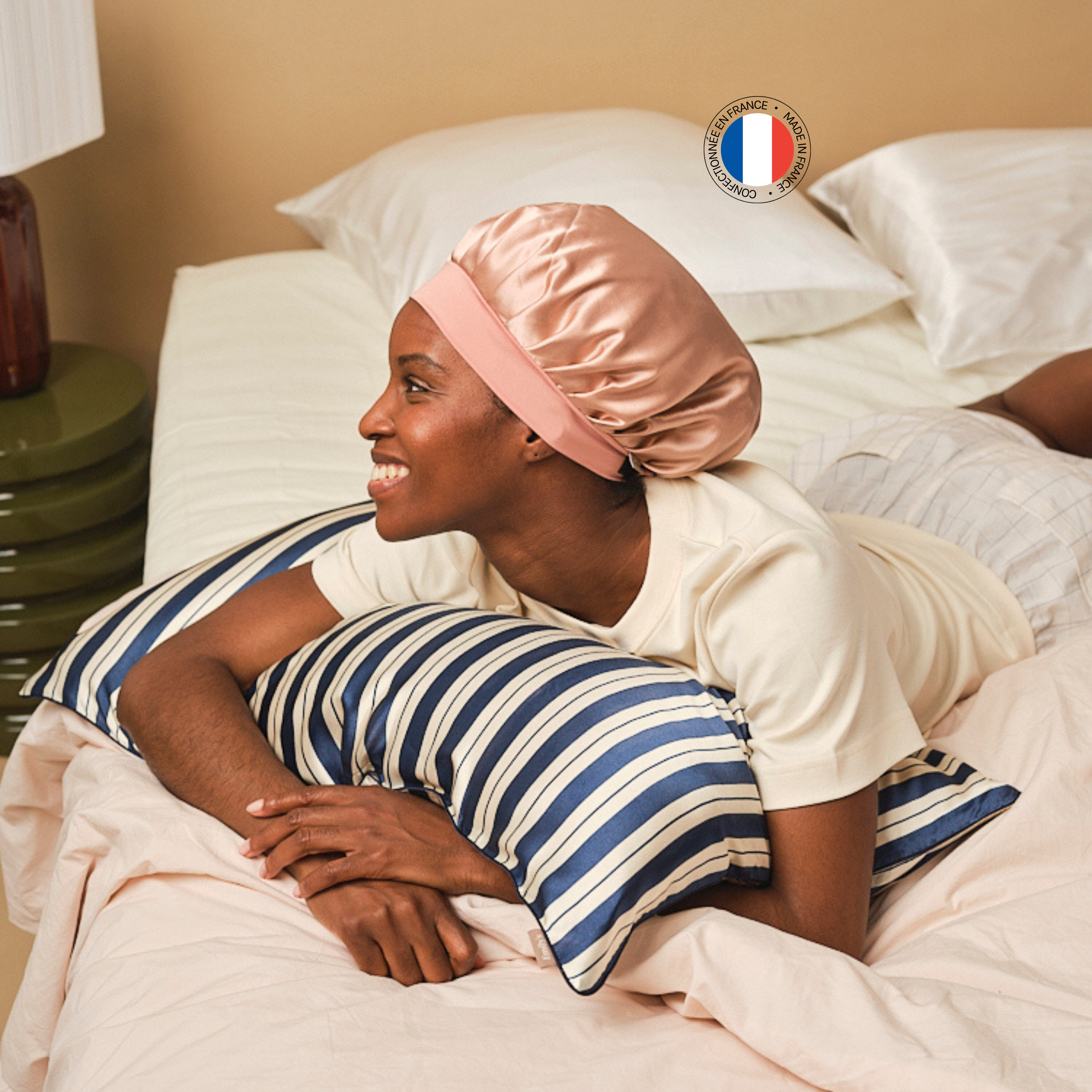 Bonnet de nuit 100% pure soie - Confectionné en France