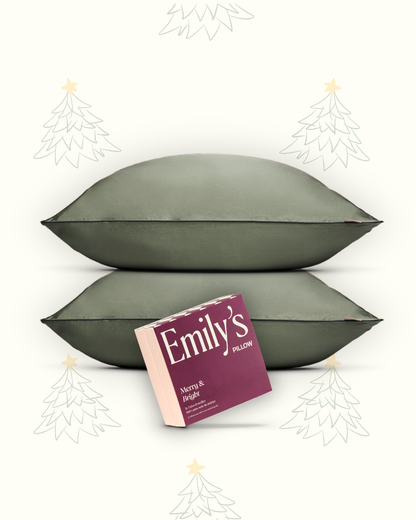 Coffret Duo de Noël - Taies 100% pure soie x2 - Vert Sauge