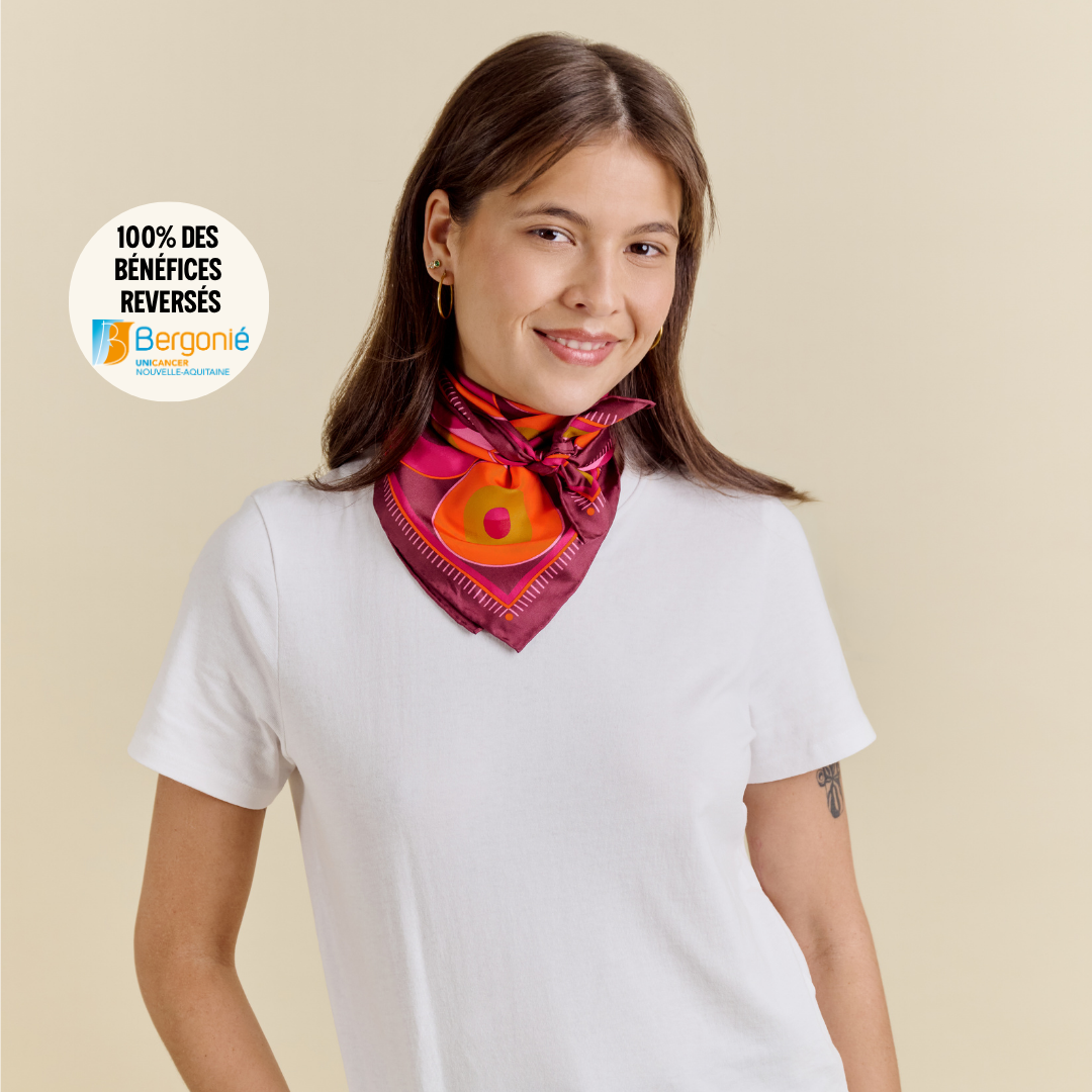 Foulard 100% twill de soie - Octobre Rose