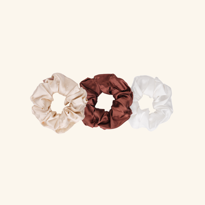 Trio of XL Pure Silk Scrunchies