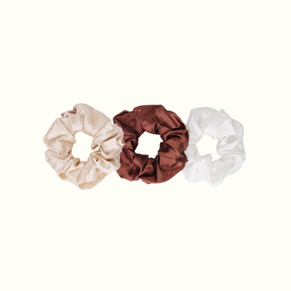 Trio of XL Pure Silk Scrunchies