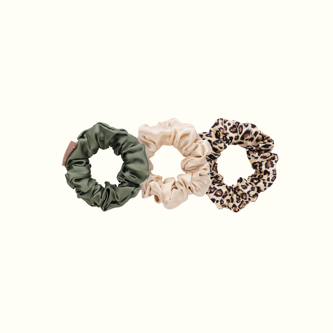 Trio de chouchous (champagne, léopard, vert sauge) - le moyen