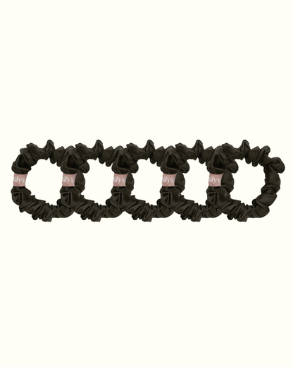 Pack de 5 Chouchous 100 % Soie - Le Petit - Noir