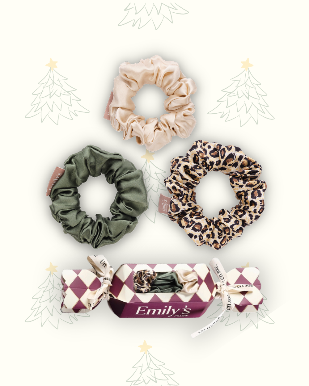 Crackers de Noël - Trio de Chouchous M - Champagne, Léopard, Vert sauge