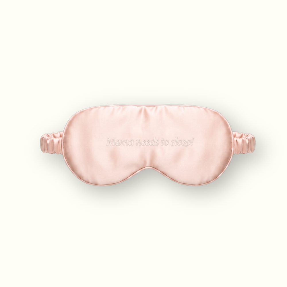 100% Pure Silk Sleep Mask - Powder Pink with Embroidery