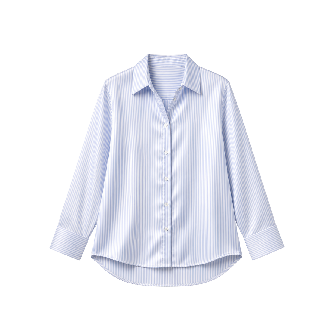 Chemise Oversize 100% pure soie de mûrier - Rayures Bleu Clair