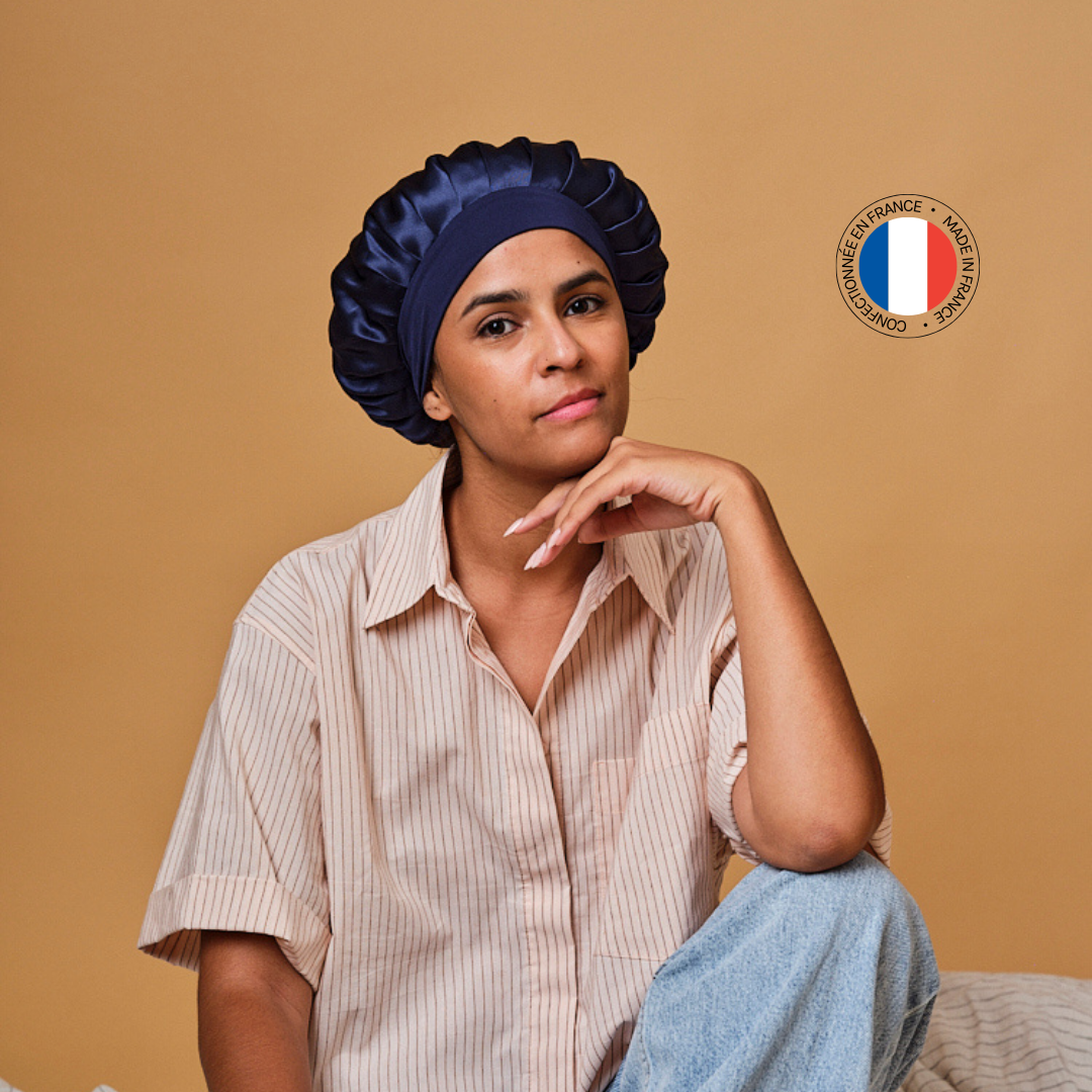 Bonnet de nuit 100% pure soie - Confectionné en France