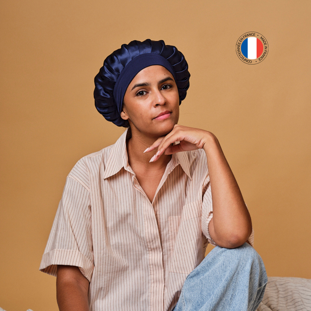 Bonnet de nuit 100% pure soie - Confectionné en France