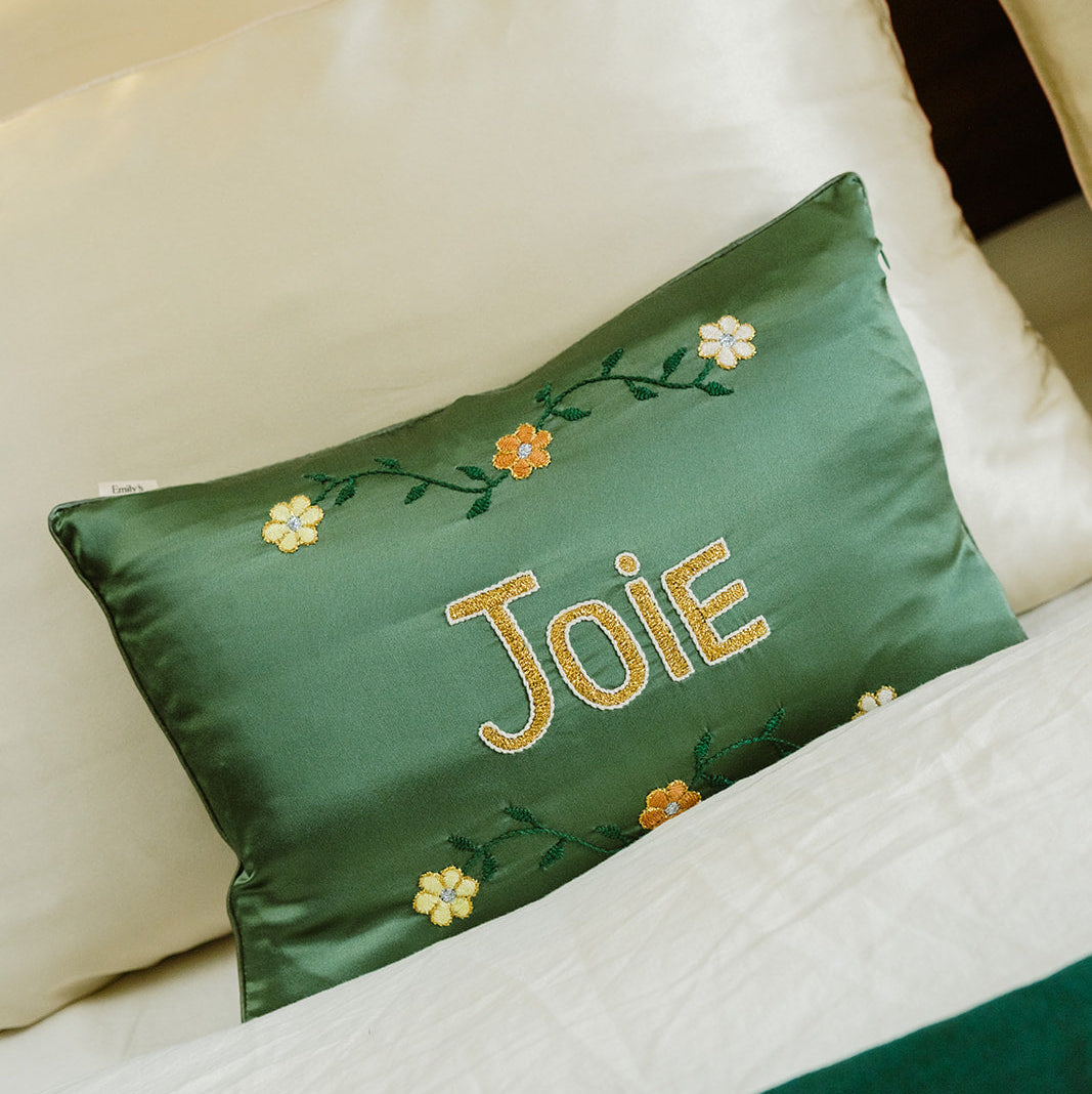 Housse de coussin 100% pure soie de mûrier - Vert Sauge "Joie"