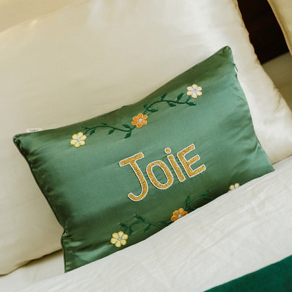Housse de coussin 100% pure soie de mûrier - Vert Sauge "Joie"