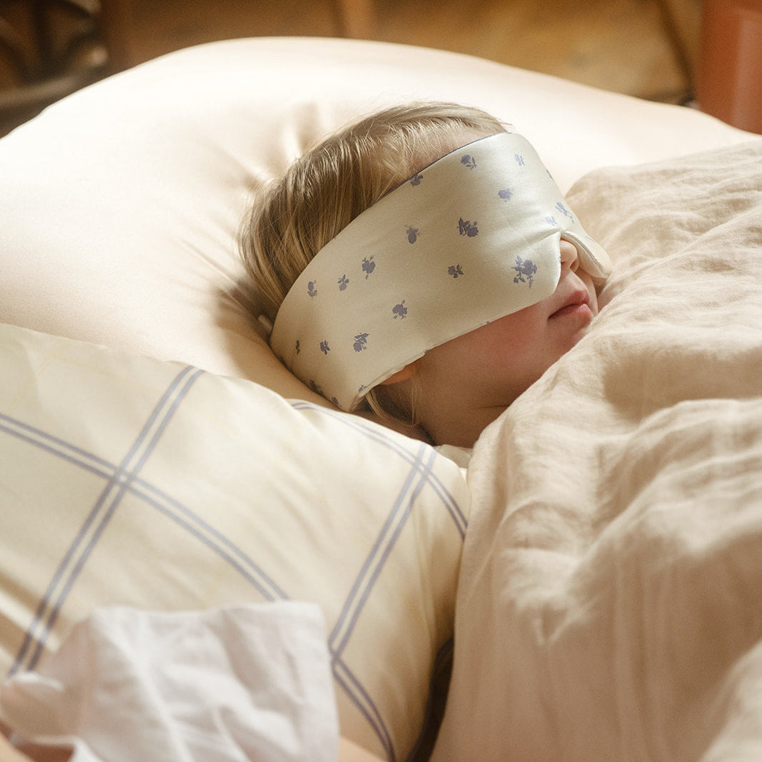 Masque de nuit bandeau Enfant 100% pure soie - Fleurs de Bleuet