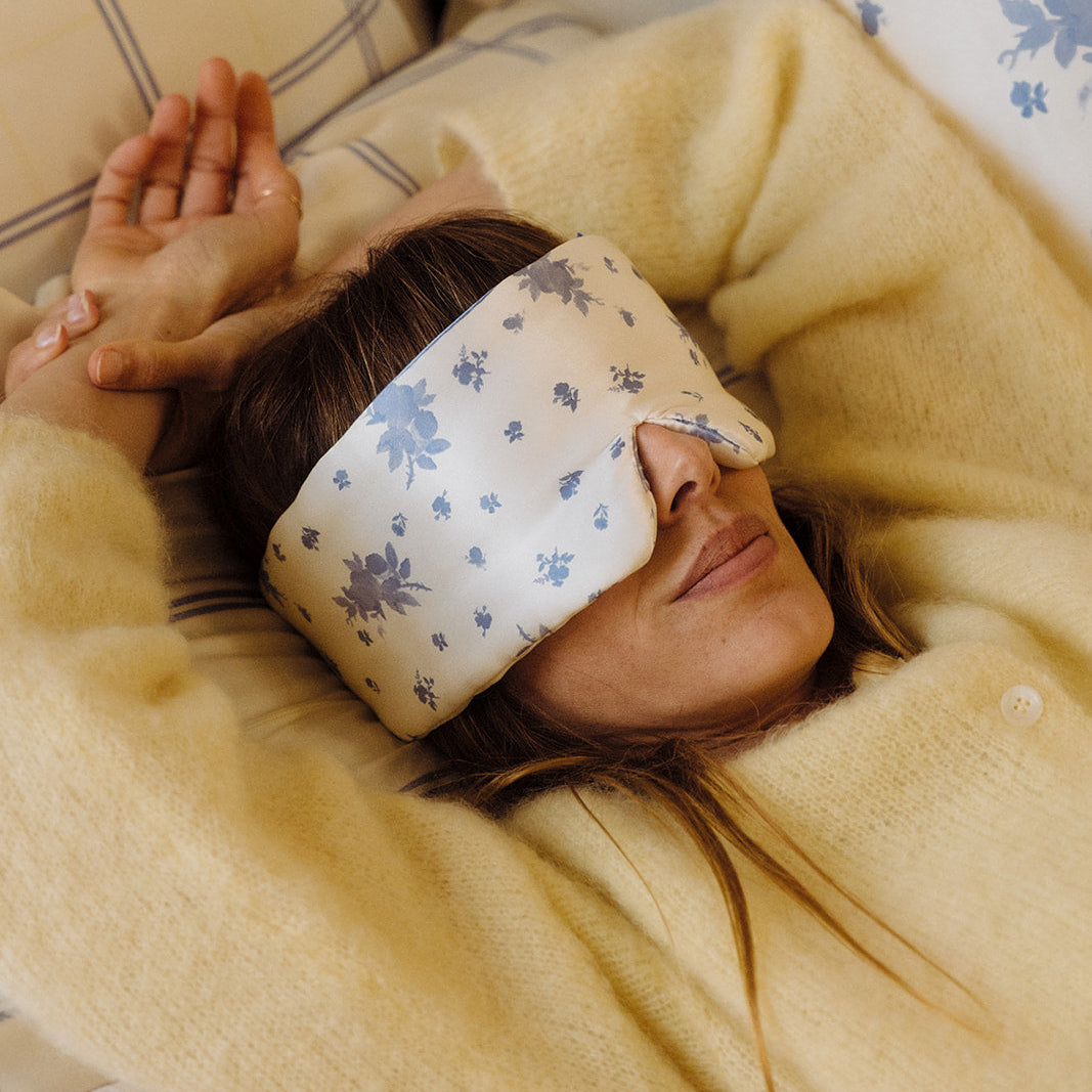 Masque de nuit bandeau 100% pure soie - Fleurs de Bleuet