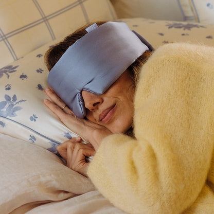 Masque de nuit bandeau 100% pure soie - Bleuet