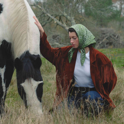 100% pure silk bandana scarf – Green 