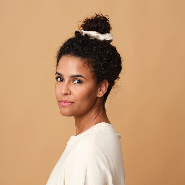 100% silk scrunchie - Made in France - Champagne