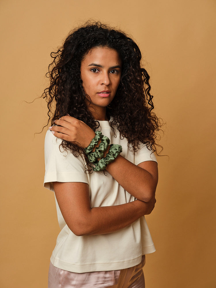 Chouchou 100% pure soie - Le moyen - Vert sauge