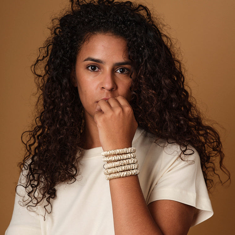 Pack de 5 Chouchous 100 % Soie - Le mini - Champagne