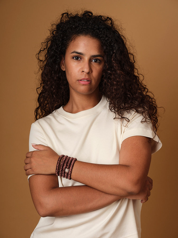 Pack de 5 Chouchous 100 % Soie - Le mini - Moka