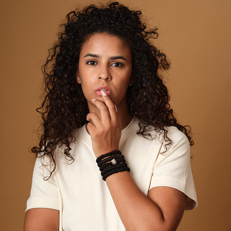 Pack de 5 Chouchous 100 % Soie - Le mini - Noir